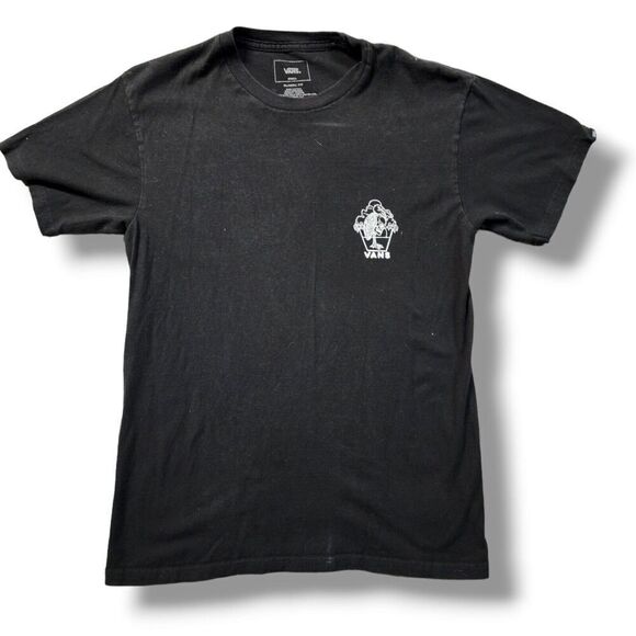 VANS Classic Fit Black Shirt Bird Skull Graphic Size Small Short Sleeve Logo - Picture 2 of 4